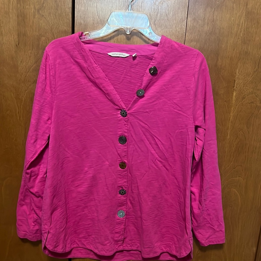 Pink, Soft Surroundings long sleeve button up shirt.